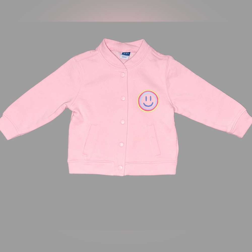 Old Navy Toddler Girl Bomber Sweatshirt Jacket | 12-18 Months | Pink | Like New